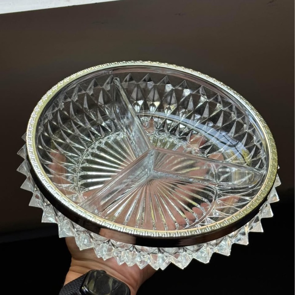 Elegant Crystal Divided Serving Dish